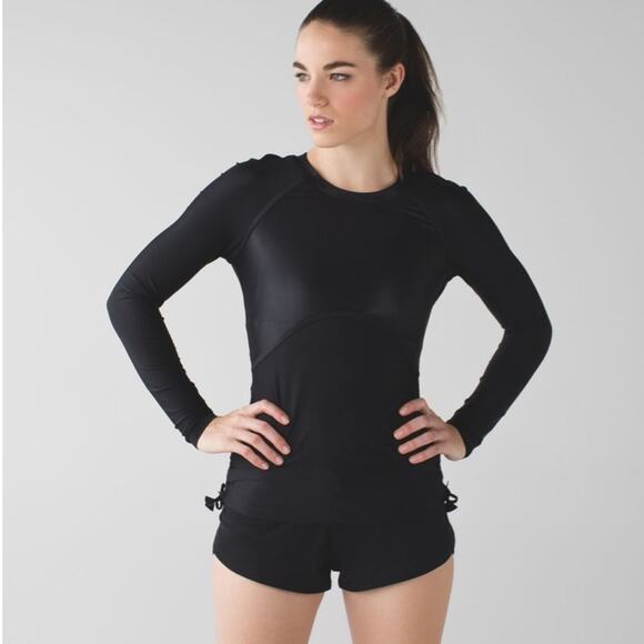 Lululemon Rashguard Water Salty Swim Rashguard Black SZ 10 - Picture 1 of 12
